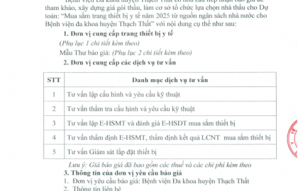 Thư mời cung cấp báo giá dịch vụ tư vấn đấu thầu 317